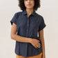Camicia Bea in seersucker blu navy