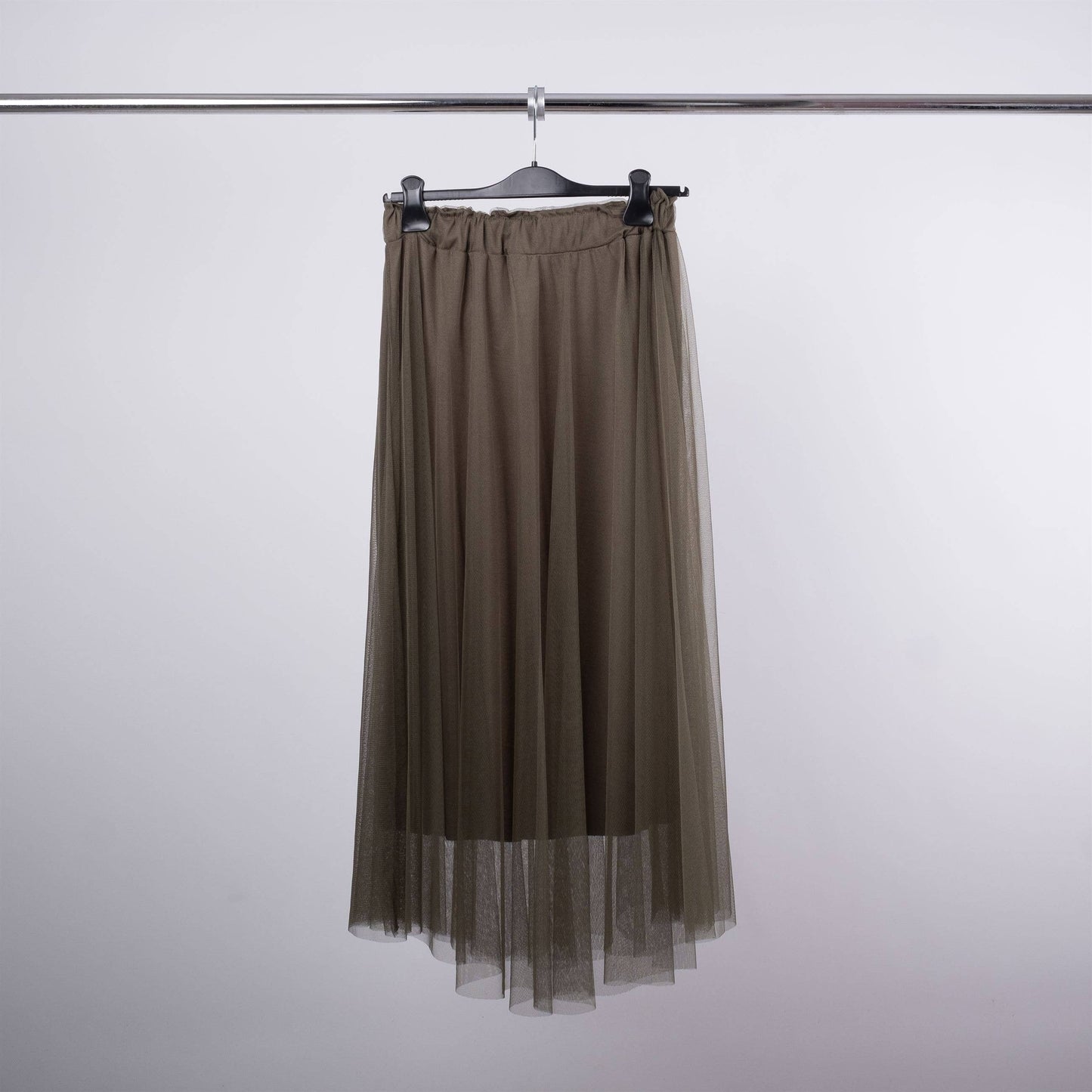 Gonna midi in tulle con fodera e vita elasticizzata