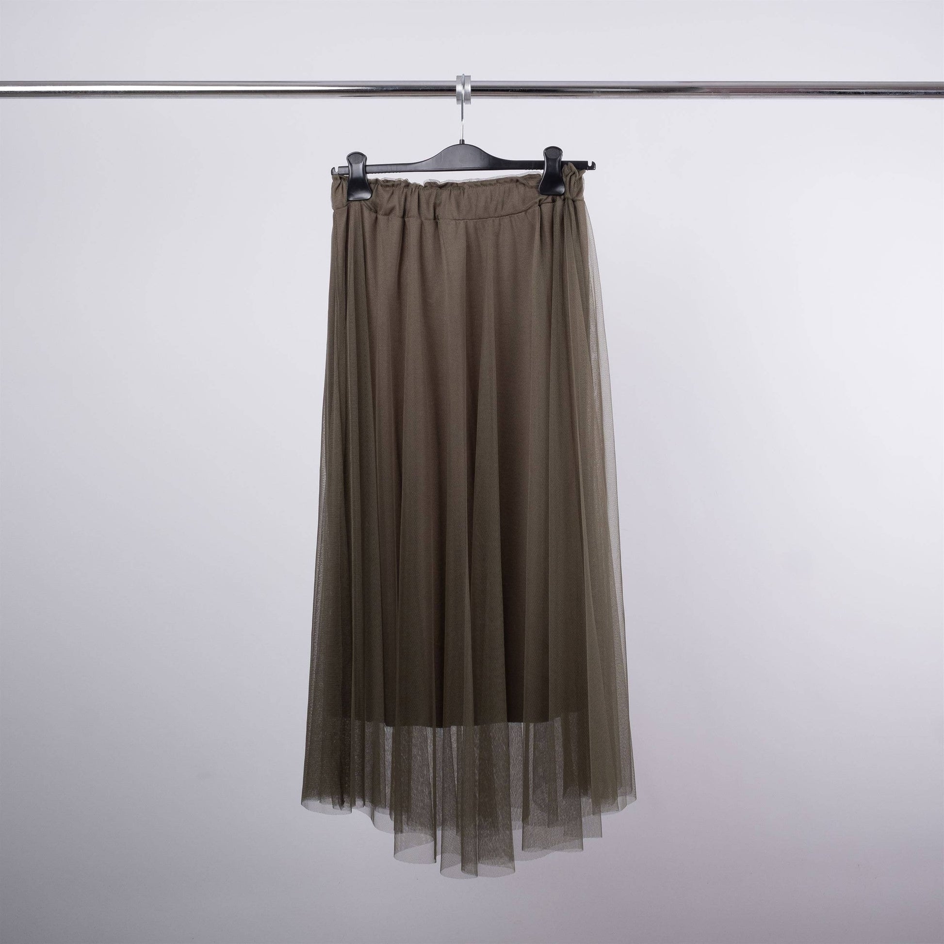 Gonna midi in tulle con fodera e vita elasticizzata