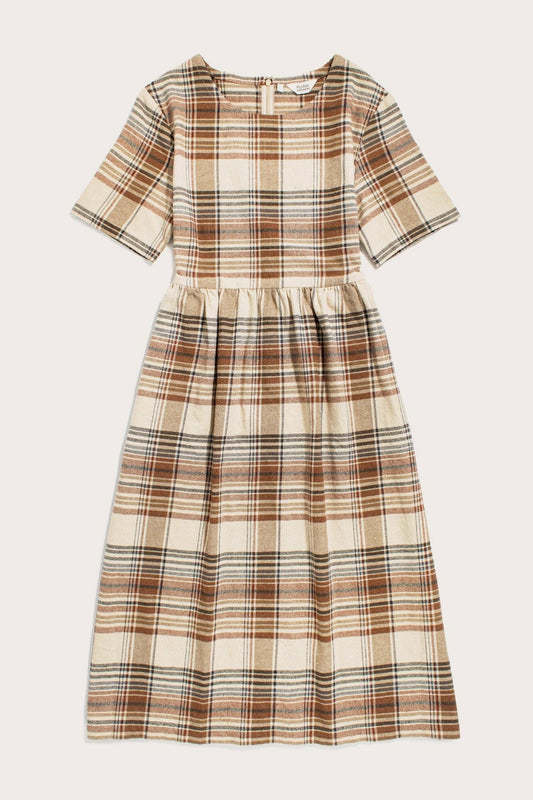 Abito midi Perry a quadri color latte