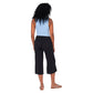 Pantaloni culotte estivi cropped in cotone e lino neri