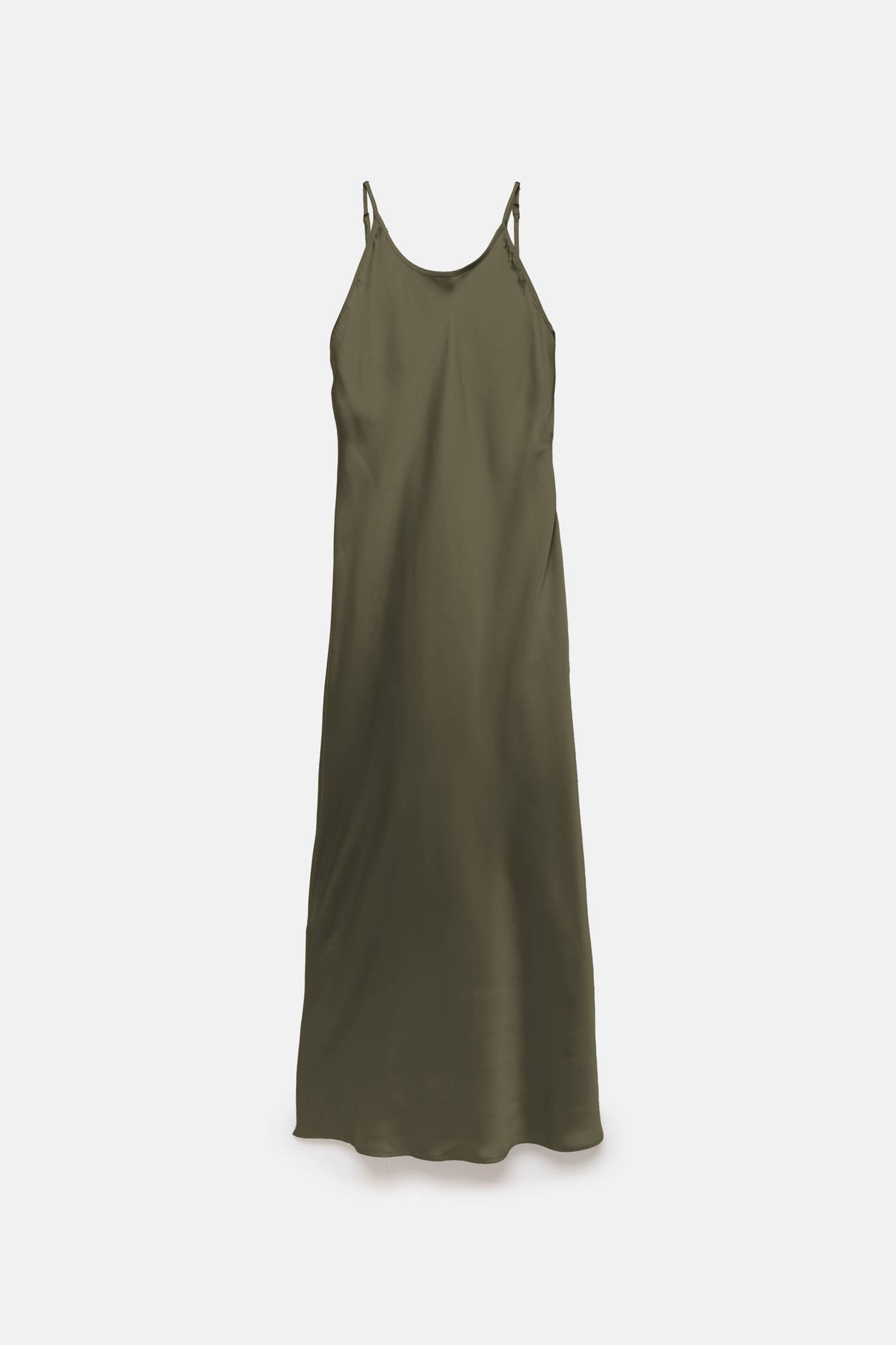 Abito lungo sottoveste in raso con spalline sottili