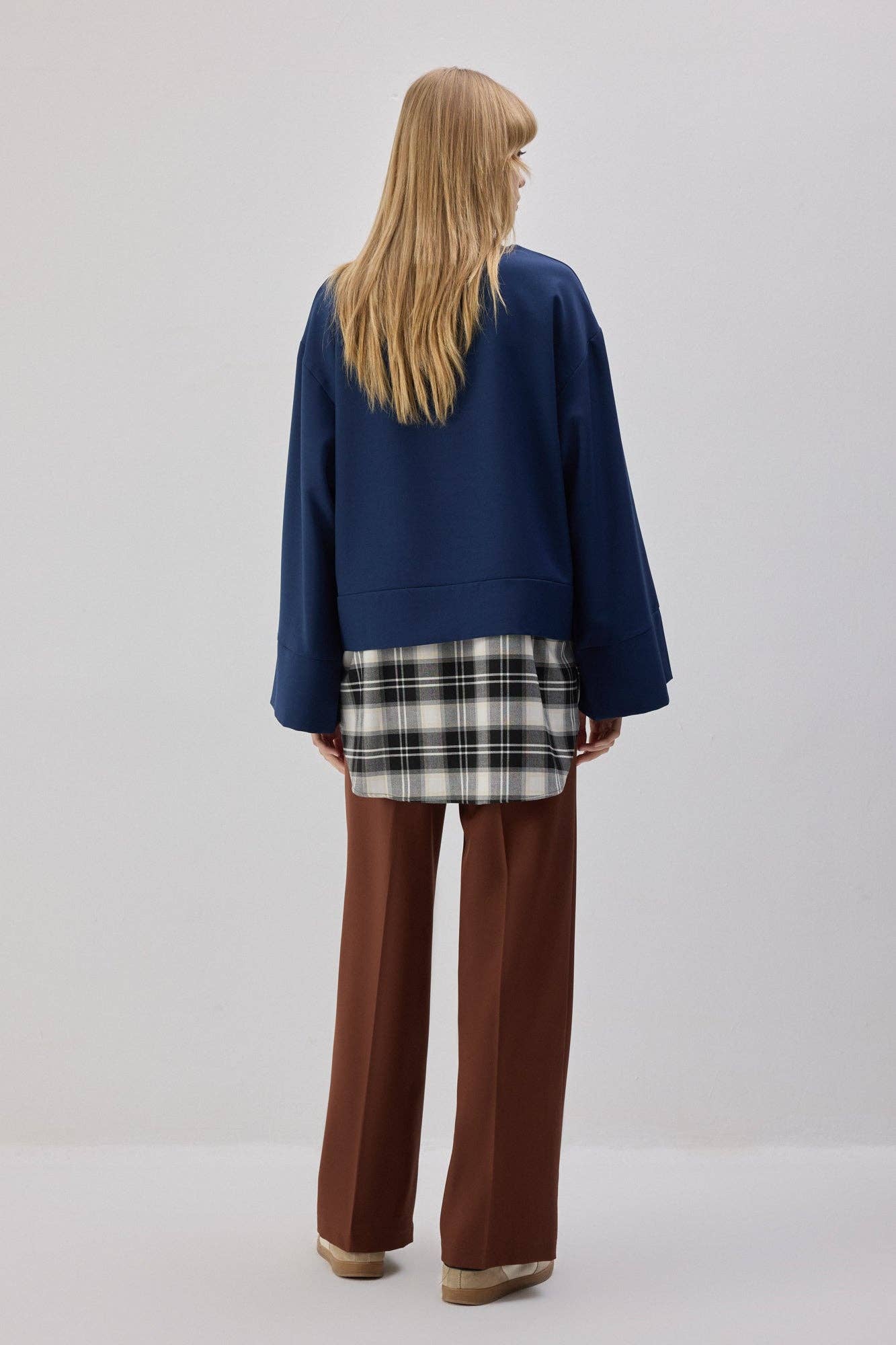 Top oversize blu navy in poliestere