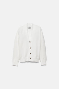 Cardigan in maglia con scollo a V e bottoni a contrasto