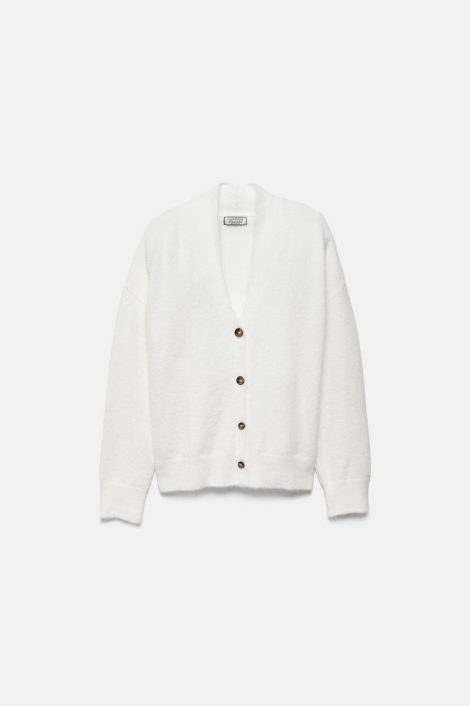 Cardigan in maglia con scollo a V e bottoni a contrasto