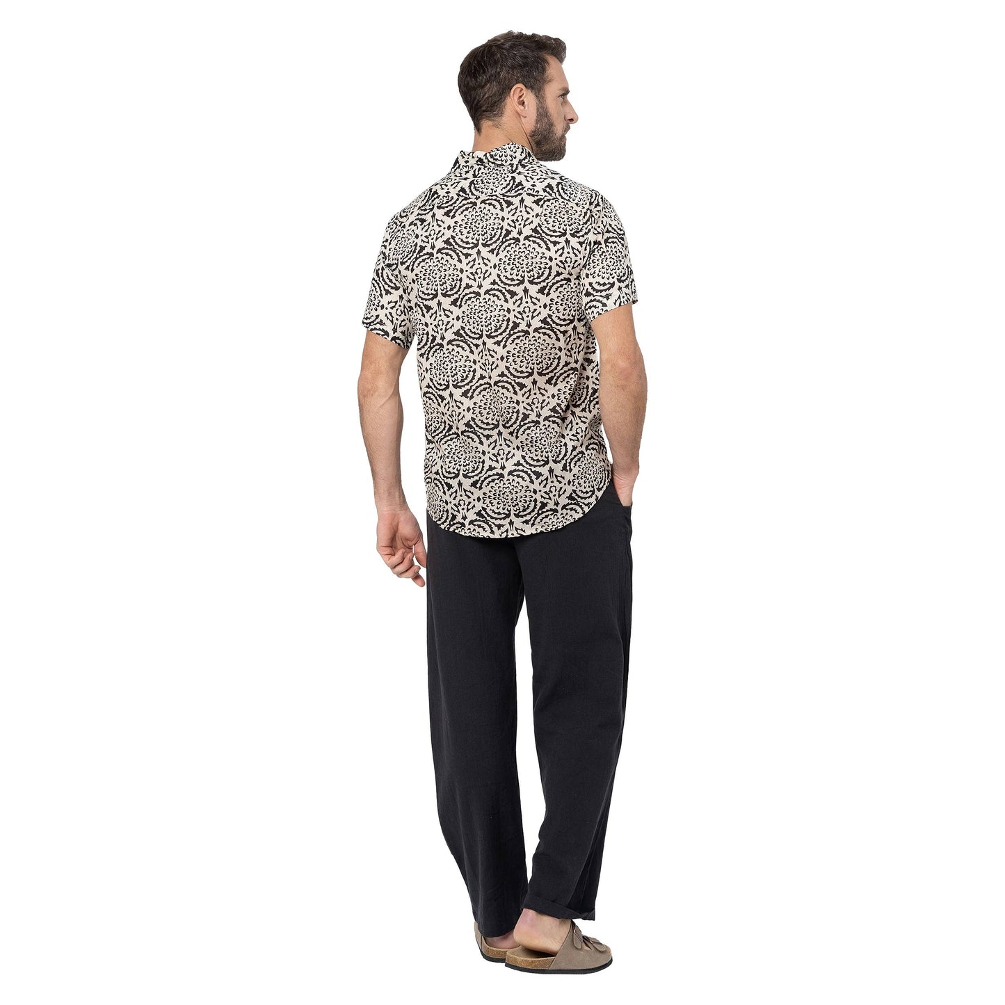 Camicia estiva uomo in voile di cotone a maniche corte