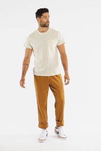 T-shirt uomo in canapa e cotone bio con taschino avorio