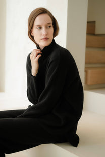 Maglione dolcevita ampio in misto cashmere