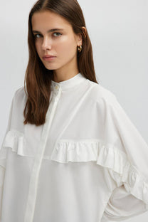 Camicia in popeline con balze