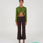 Blusa corta verde con fiocchi e volant