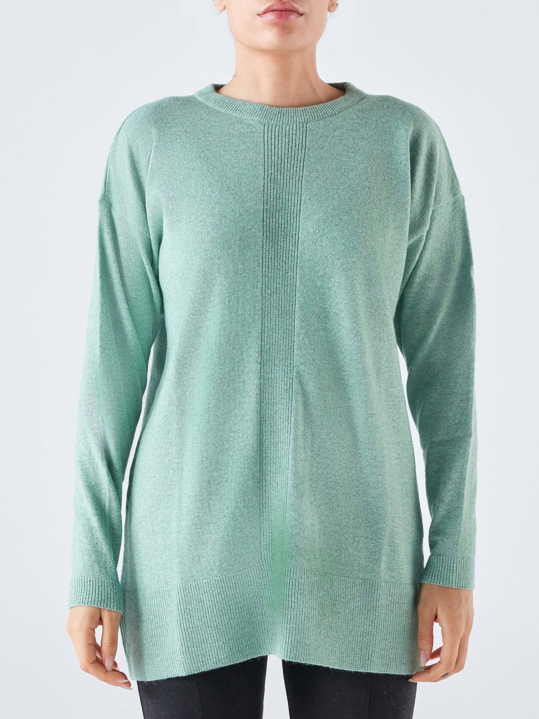 Maglia lunga a girocollo Nervo in misto lana e cashmere