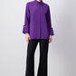 Camicia in popeline viola con polsini larghi decorativi in misto cotone