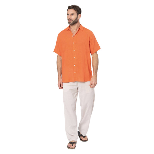 Camicia estiva a manica corta in cotone arancione