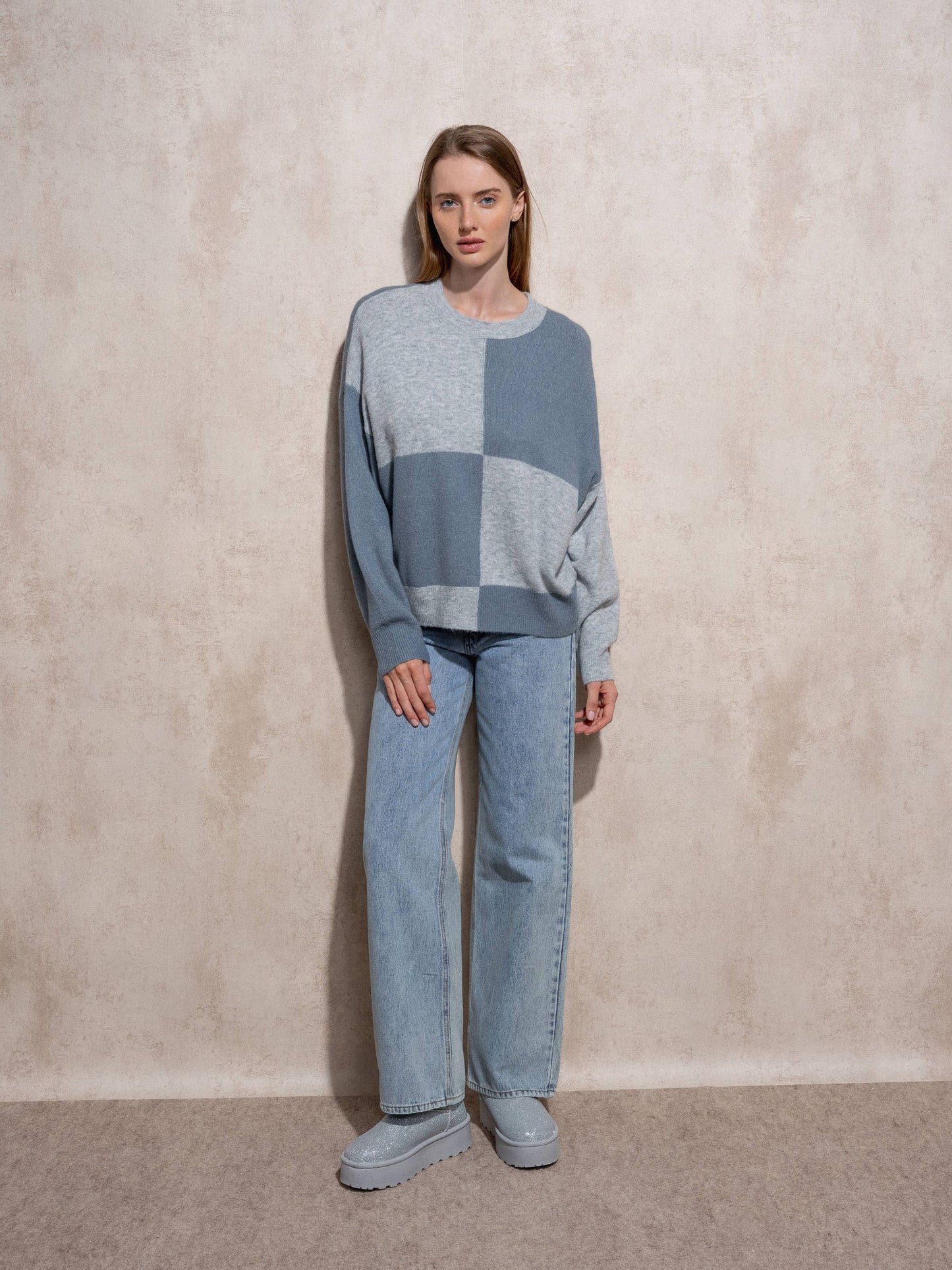 Maglione in maglia a quadri color block