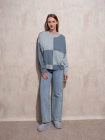 Maglione in maglia a quadri color block