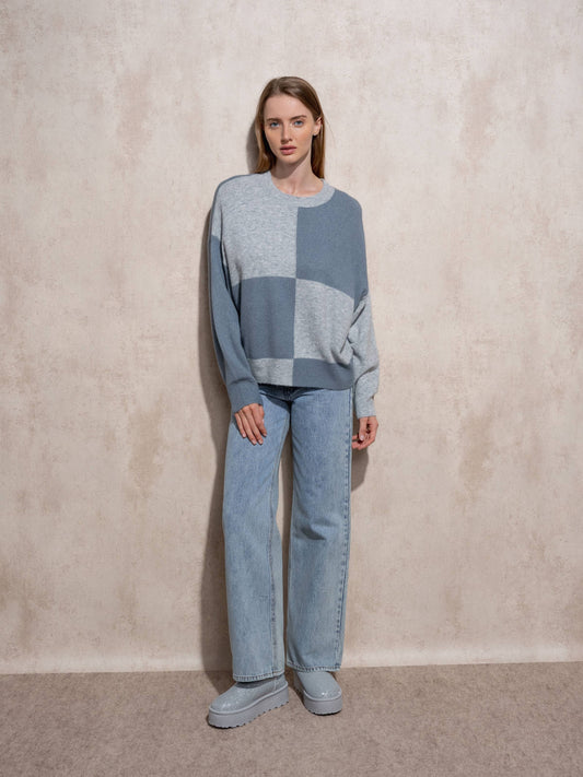 Maglione in maglia a quadri color block