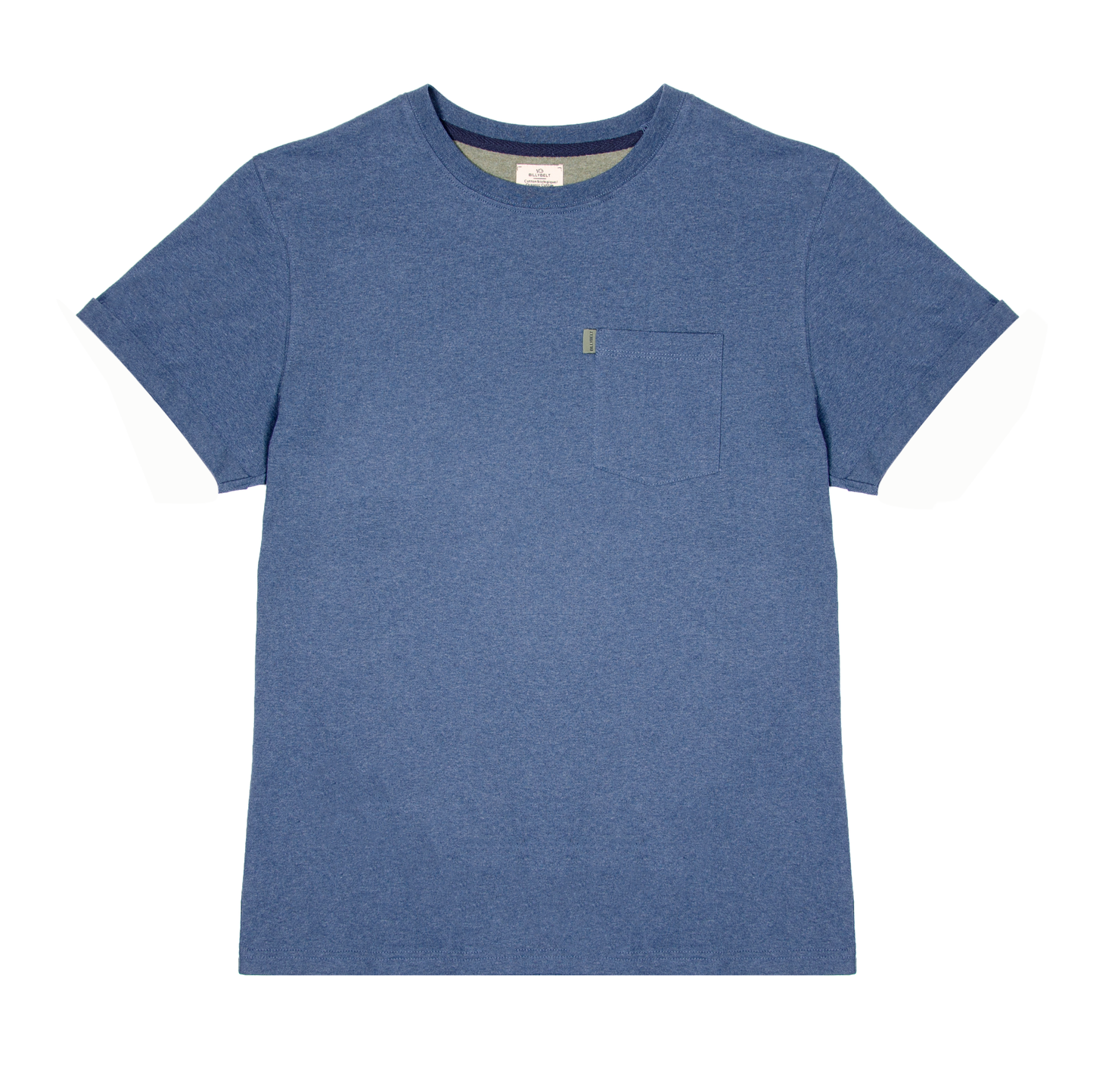 T-shirt in cotone biologico blu marino melange con taschino