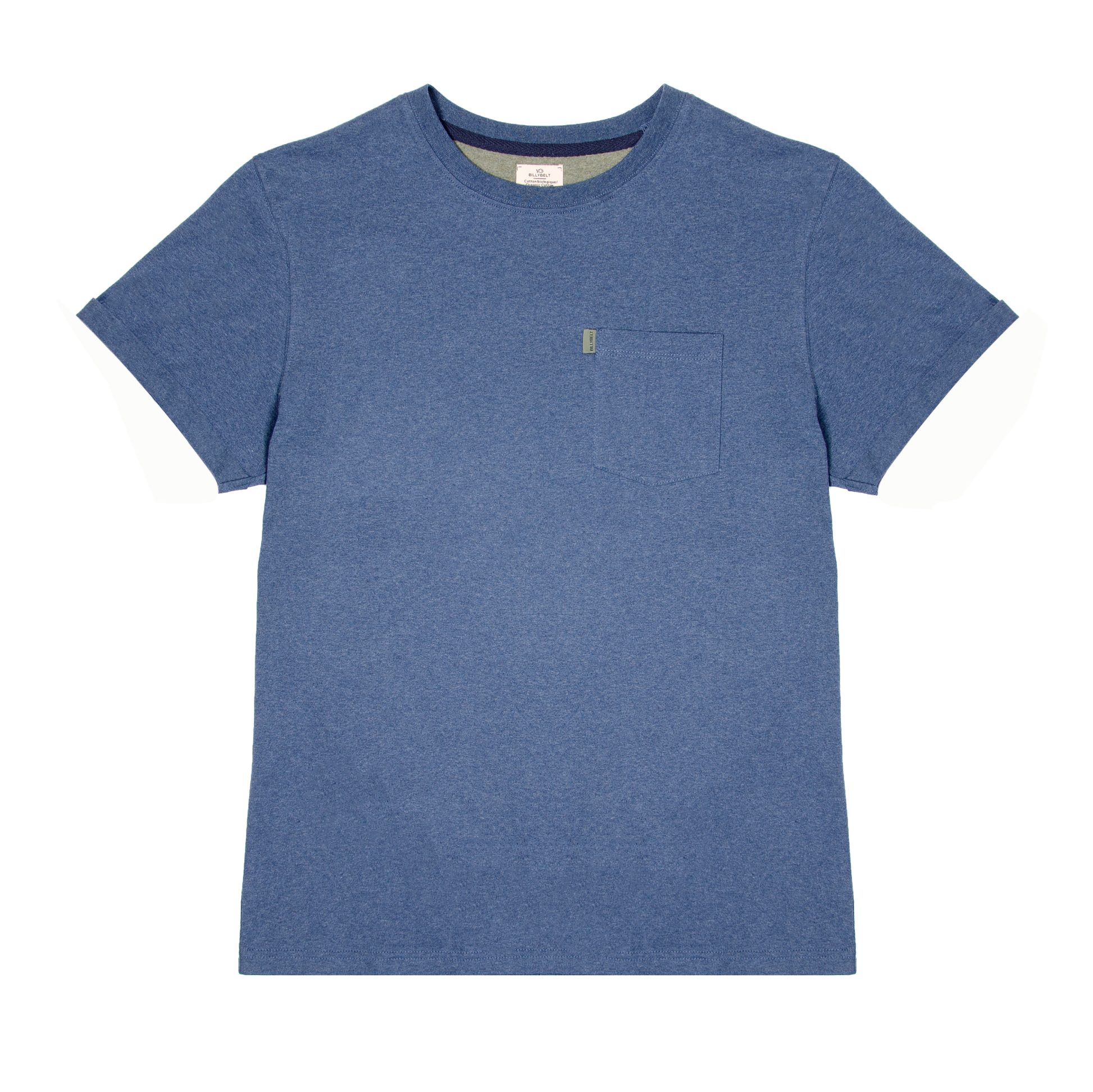 T-shirt in cotone biologico blu marino melange con taschino