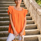 Blusa con scollo quadrato e maniche con volant
