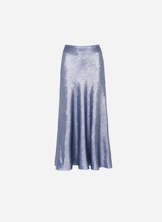 Gonna midi metallizzata blu Janyma