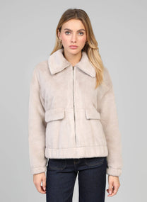 Giacca Candice in ecopelliccia color visone