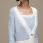 Cardigan donna cropped bicolore in maglia