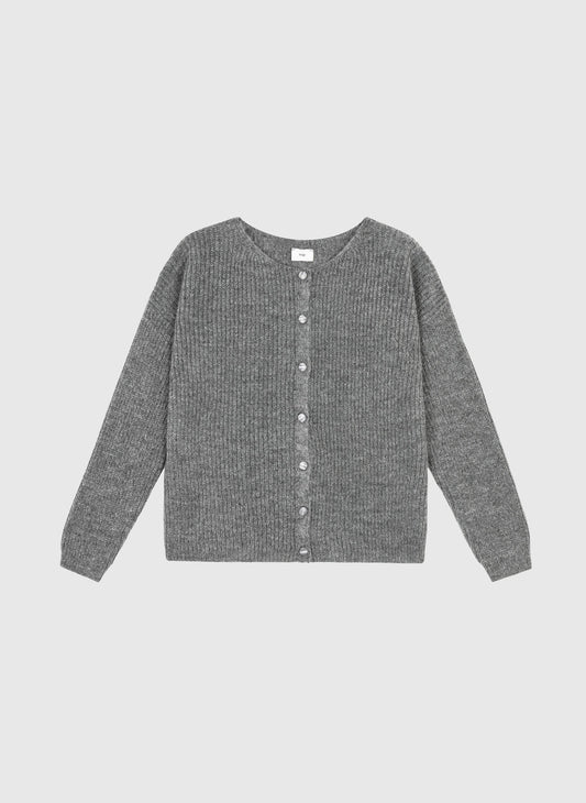 Cardigan reversibile a costine grigio mélange