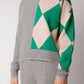 Maglione destrutturato in misto cashmere con intarsio a rombi
