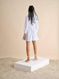 Abito chemisier bianco in cotone stretch