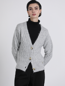 Cardigan in maglia traforata con bottoni