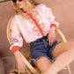 Camicia rosa SISKA ricamata in popeline di cotone