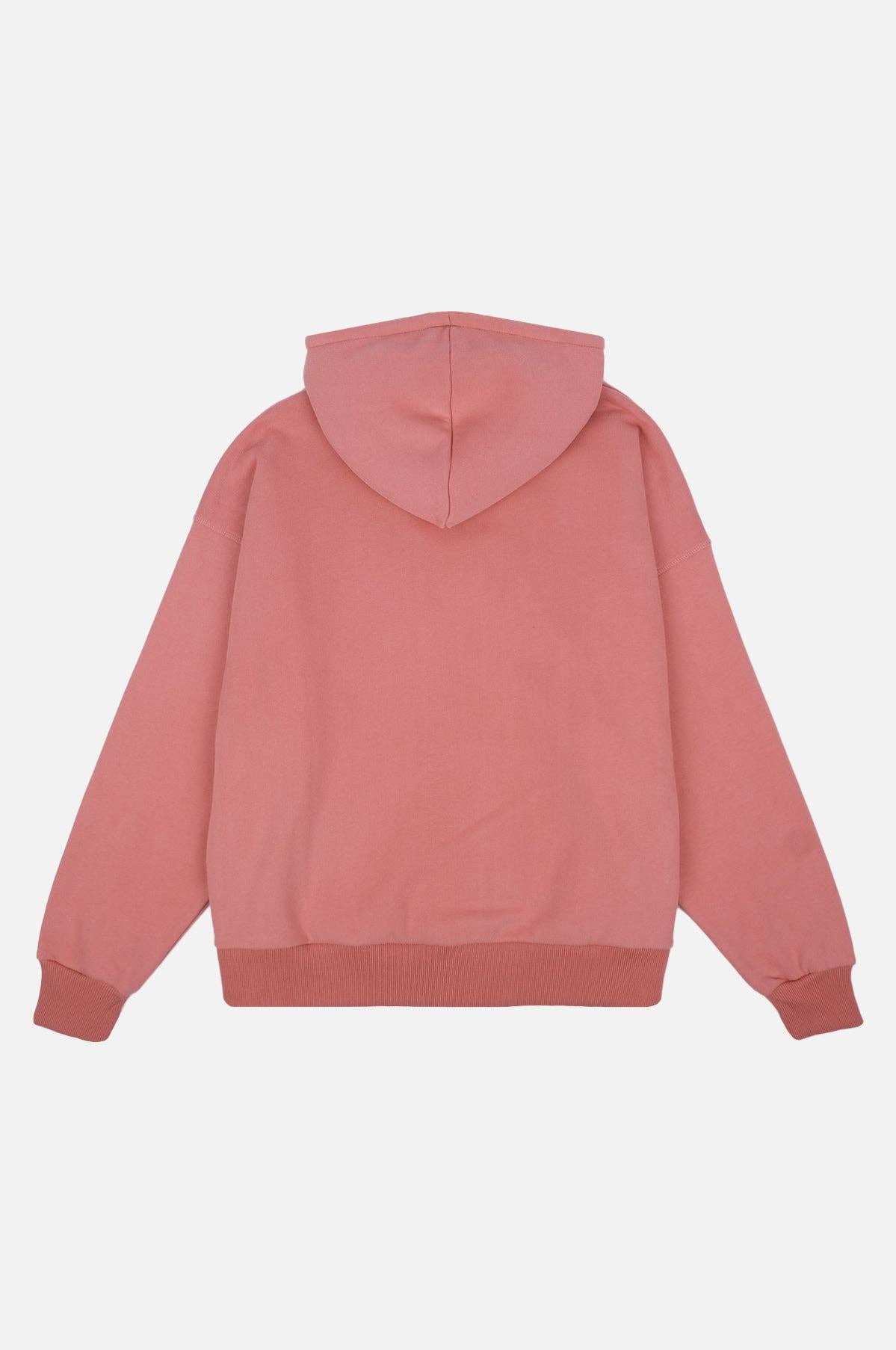 Felpa oversize con cappuccio e zip in cotone biologico rosa