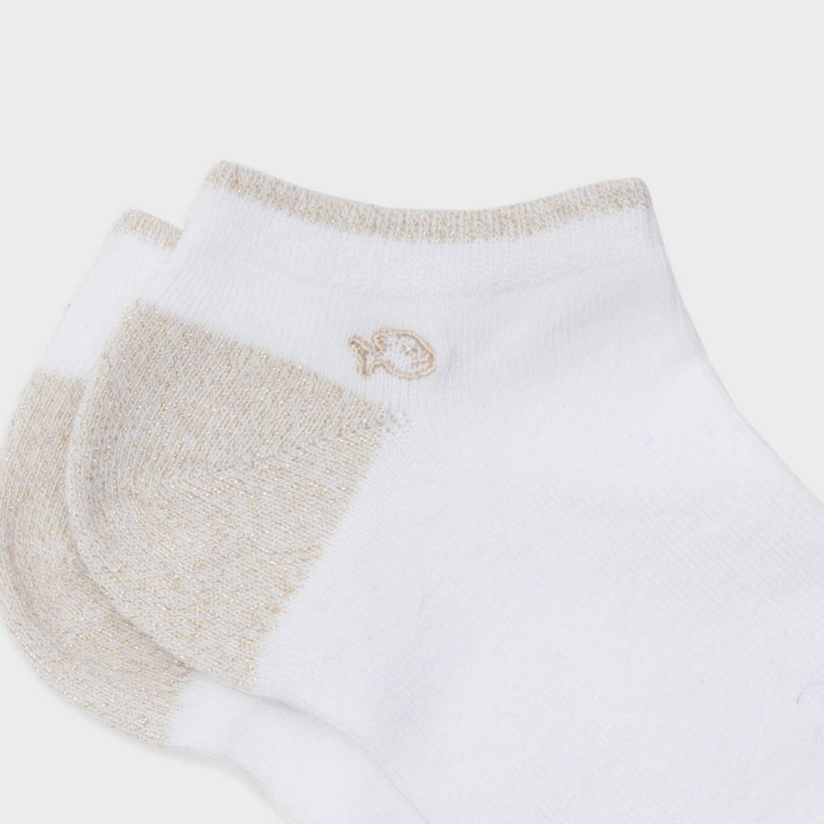 Calzini alla caviglia in cotone con glitter bianco e oro
