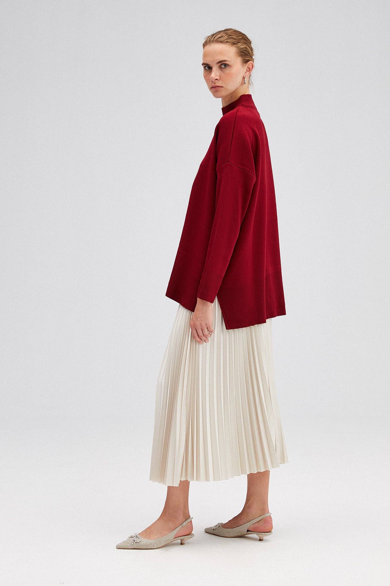 Maglione basic a collo alto in maglia