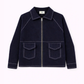 Giacca in pile blu navy con zip e impunture a contrasto