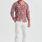 Camicia stretch slim fit rossa a fiori