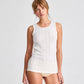 Top a costine in cotone biologico Alberte GOTS bianco sporco