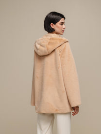 Cappotto in pile con cappuccio e zip