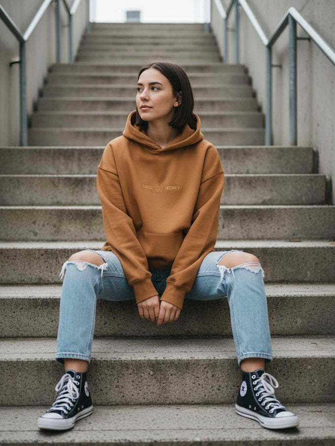 Felpa oversize Lazy marrone con cappuccio