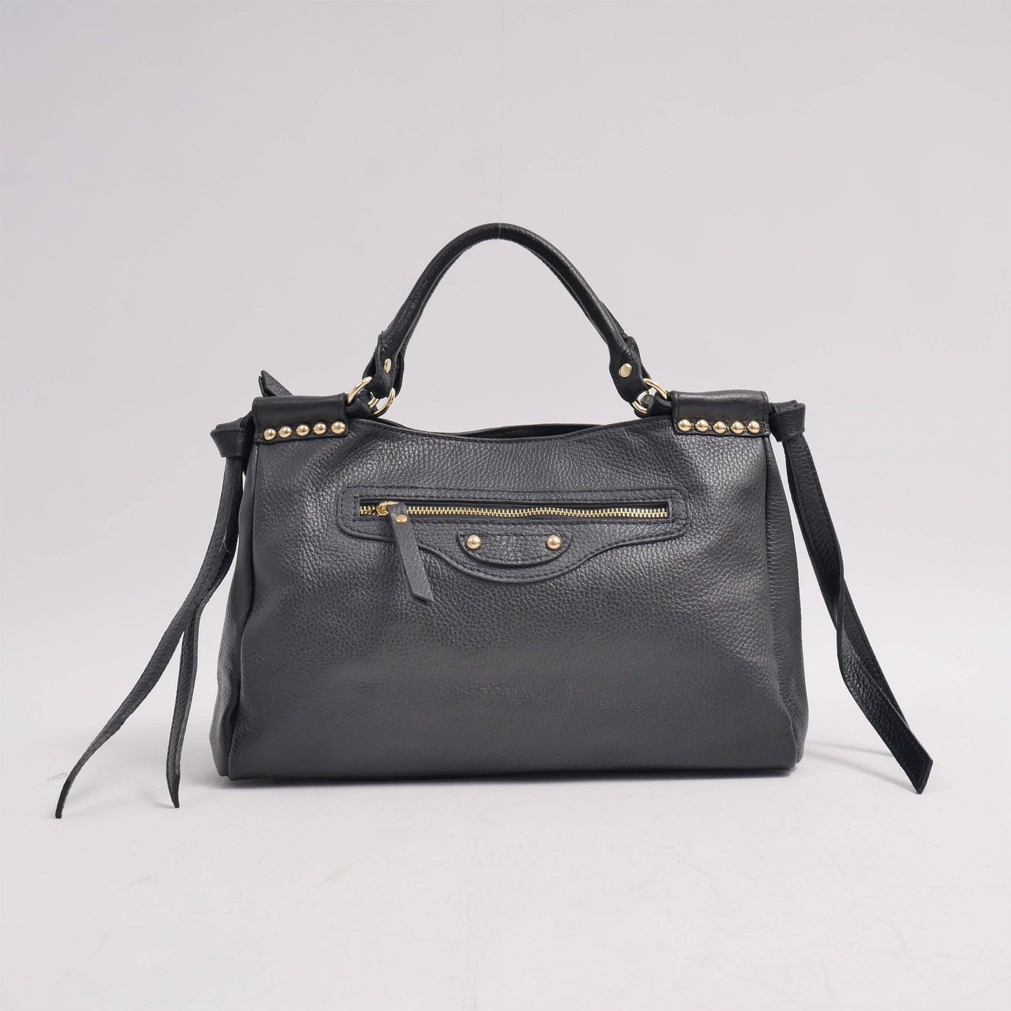 Borsa a mano in pelle con tracolla e tasca zip