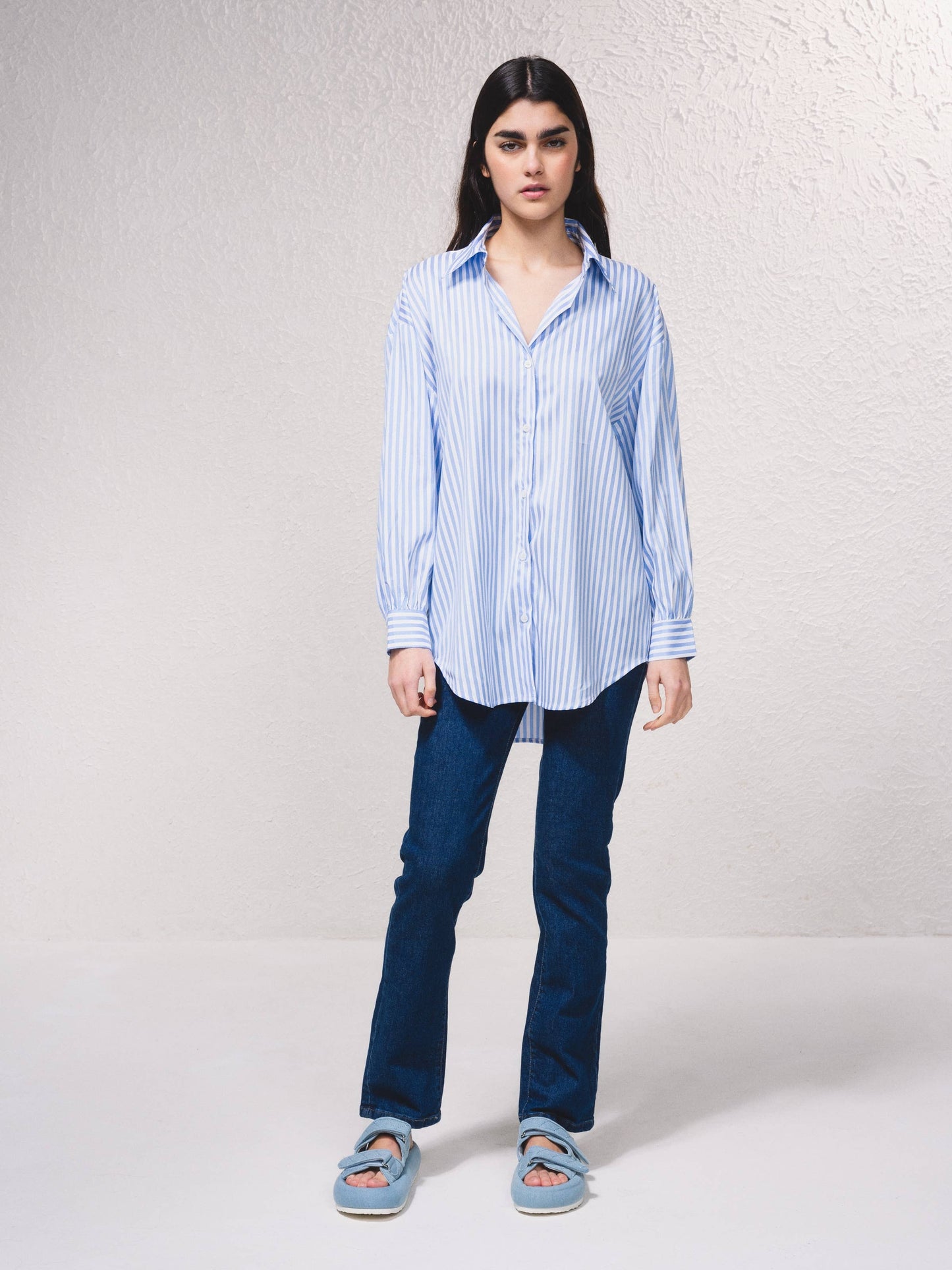 Camicia oversize a righe con bottoni