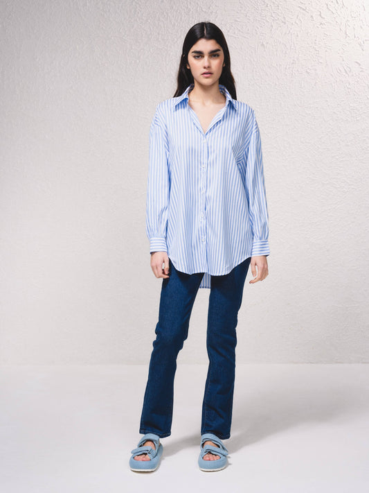 Camicia oversize a righe con bottoni