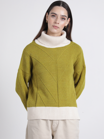 Maglione in maglia con collo alto a contrasto
