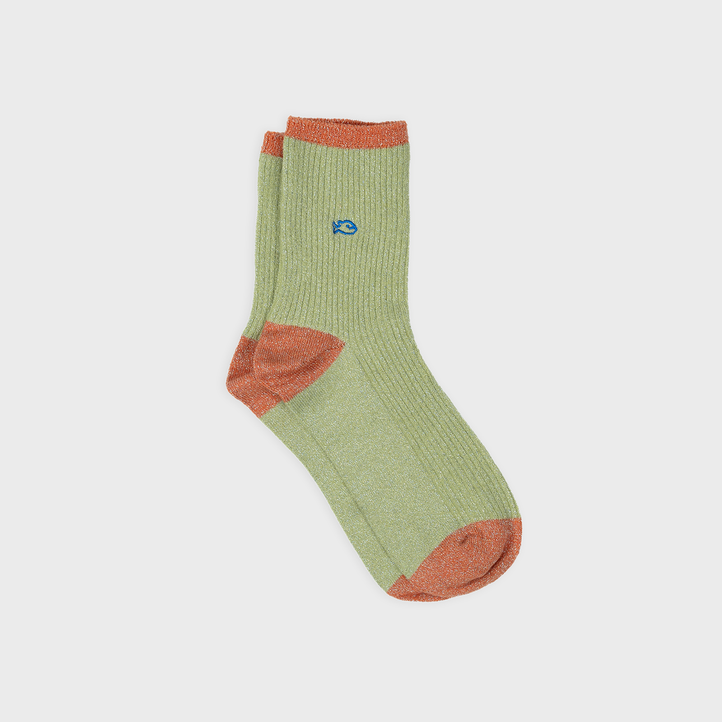 Calzini vintage in cotone pettinato verde menta con glitter