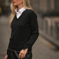 Maglia con scollo a V e profili a contrasto