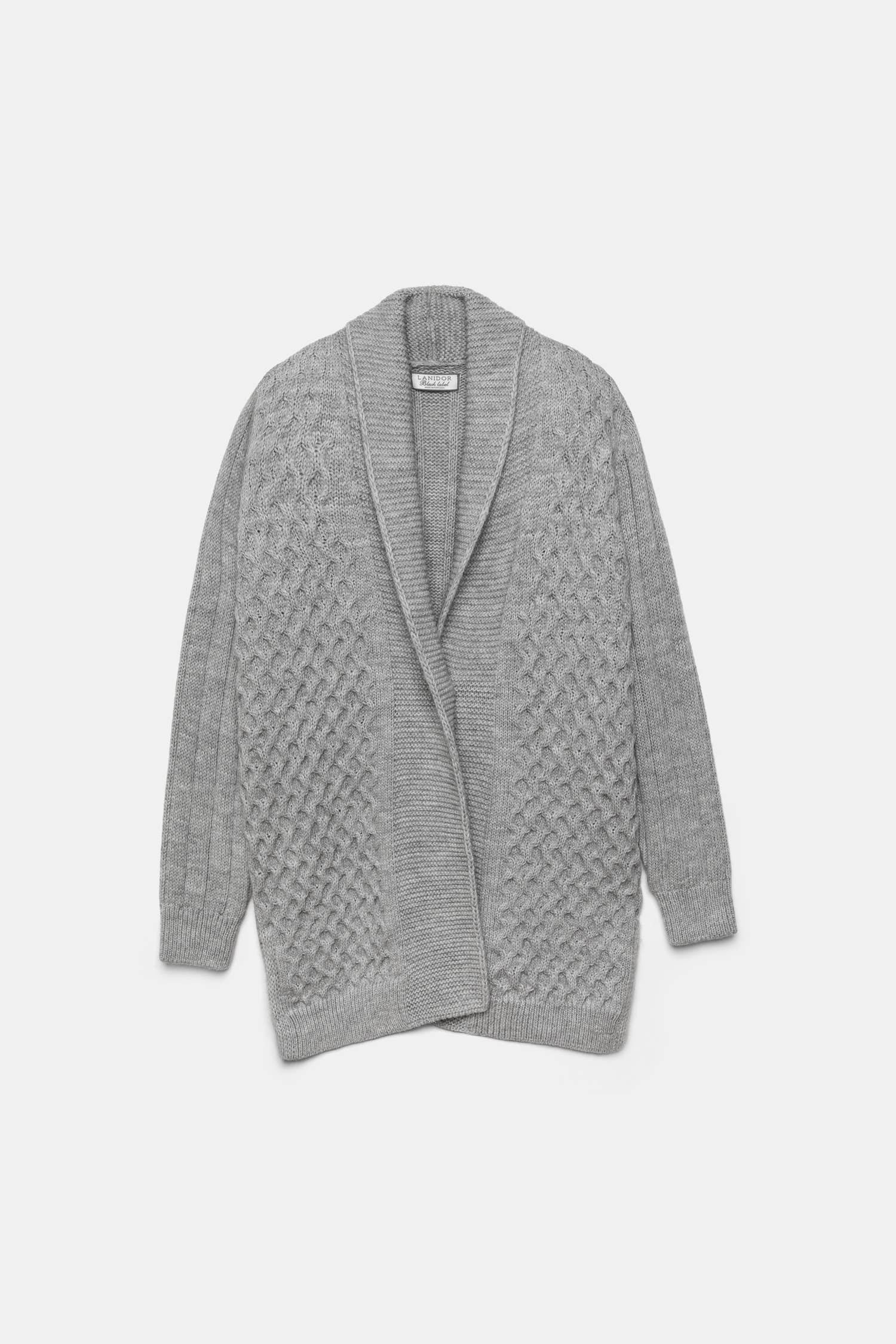 Cardigan lungo in maglia strutturata con collo a scialle