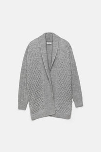 Cardigan lungo in maglia strutturata con collo a scialle