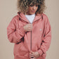 Felpa oversize con cappuccio e zip in cotone biologico rosa