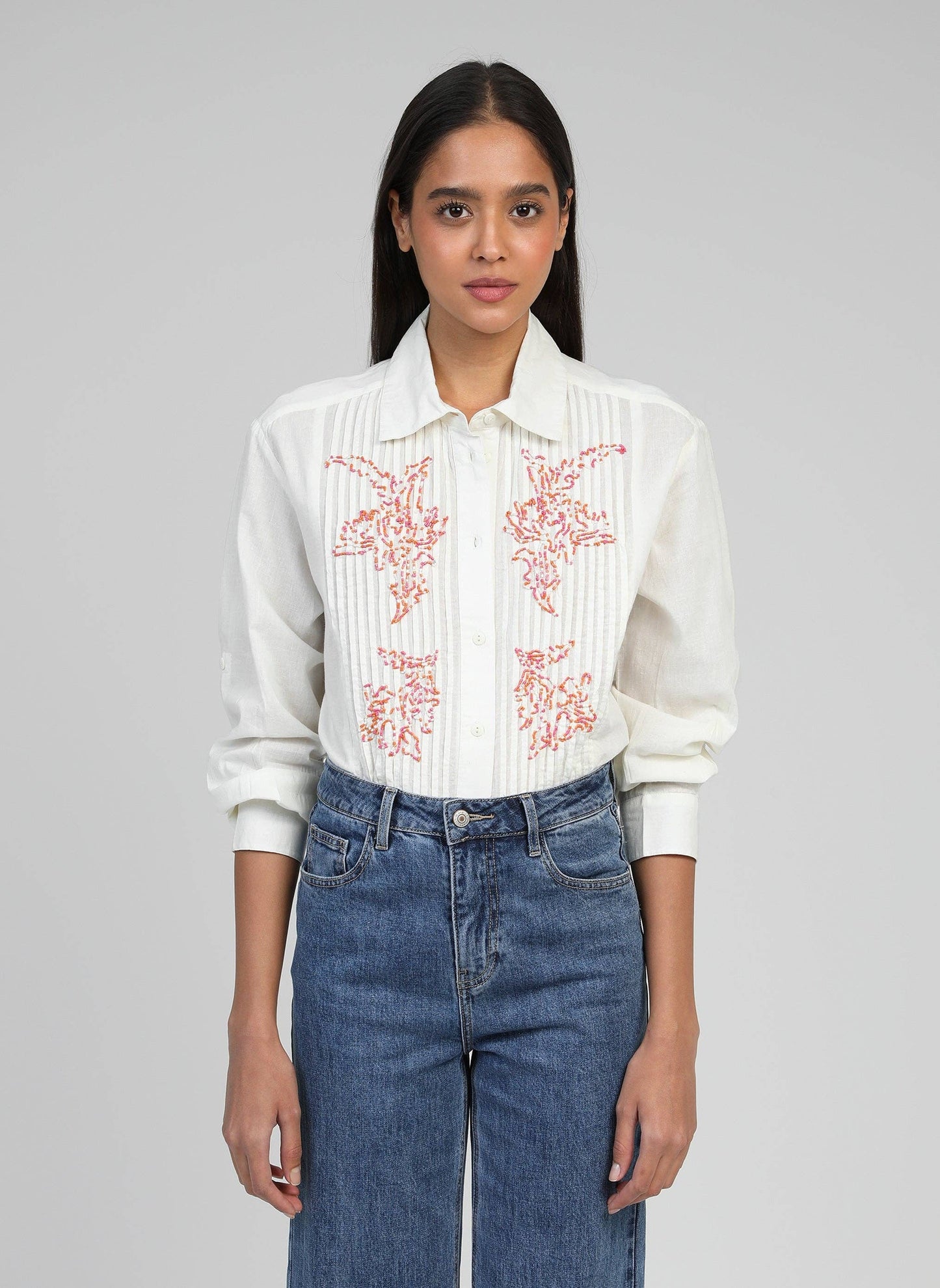 Camicia Selea ecru ricamata