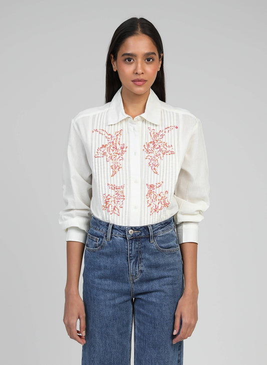 Camicia Selea ecru ricamata